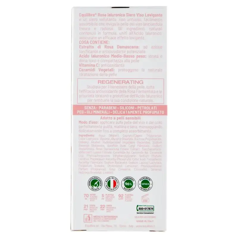 Equilibra Ser pentru Fata Rosa Hyaluronic Smoothing Regenerating 30 ml Bax 6 buc.